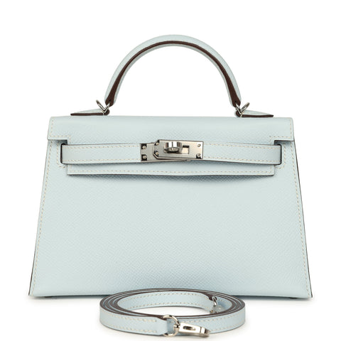 Hermes Kelly Sellier 20 Bleu Brume Epsom Palladium Hardware