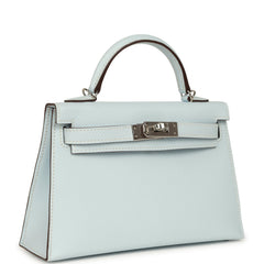 Hermes Kelly Sellier 20 Bleu Brume Epsom Palladium Hardware