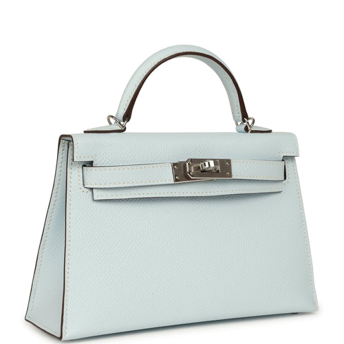 Hermes Kelly Sellier 20 Bleu Brume Epsom Palladium Hardware