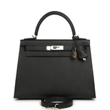 Pre-owned Hermes Kelly Sellier 28 Black Epsom Palladium Hardware - Thumbnail View 1