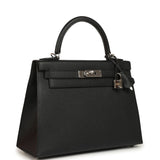 Pre-owned Hermes Kelly Sellier 28 Black Epsom Palladium Hardware - Thumbnail View 2