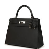Pre-owned Hermes Kelly Sellier 28 Black Epsom Palladium Hardware - Thumbnail View 5