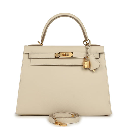 Hermes Kelly Sellier 28 Craie Epsom Gold Hardware