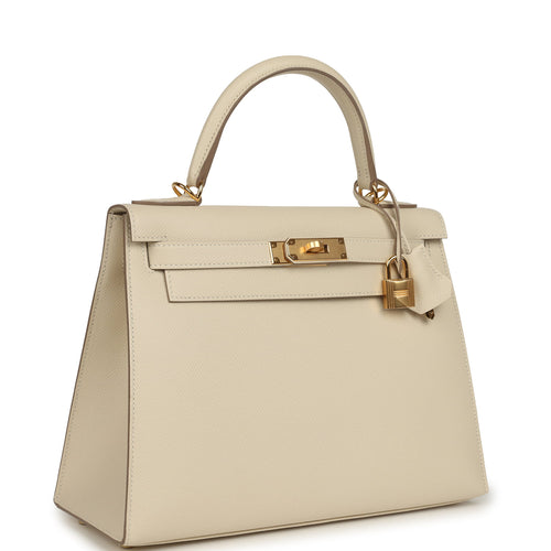 Hermes Kelly Sellier 28 Craie Epsom Gold Hardware