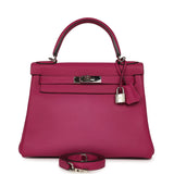 Pre-owned Hermes Kelly Retourne 28 Rose Poupre Togo Palladium Hardware - Thumbnail View 1