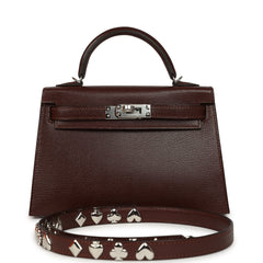 Hermes "Clou De Coeur" Kelly Sellier 20 Terre Chevre Chamkila Palladium Hardware
