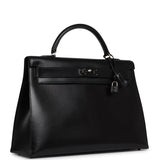 Pre-owned Hermes "Gaine" Kelly Sellier 40 Black Butler Gold Hardware - Thumbnail View 2