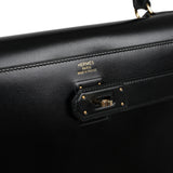 Pre-owned Hermes "Gaine" Kelly Sellier 40 Black Butler Gold Hardware - Thumbnail View 7