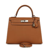 Pre-owned Hermes Kelly Sellier 28 Gold Epsom Palladium Hardware - Thumbnail View 1