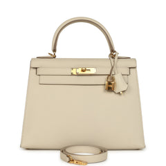 Hermes Kelly Sellier 28 Craie Epsom Gold Hardware