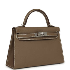 Hermes Kelly Sellier 20 Etoupe Epsom Palladium Hardware