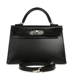 Hermes Kelly Sellier 20 Black Box Palladium Hardware