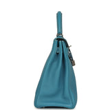 Vintage Hermes Kelly Retourne 32 Blue Jean Togo Palladium Hardware - Thumbnail View 3