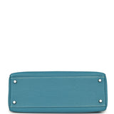 Vintage Hermes Kelly Retourne 32 Blue Jean Togo Palladium Hardware - Thumbnail View 6