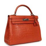 Pre-owned Hermes Kelly Retourne 32 Sanguine Matte Alligator Palladium Hardware - Thumbnail View 2