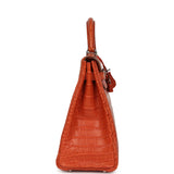 Pre-owned Hermes Kelly Retourne 32 Sanguine Matte Alligator Palladium Hardware - Thumbnail View 3