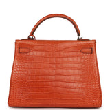 Pre-owned Hermes Kelly Retourne 32 Sanguine Matte Alligator Palladium Hardware - Thumbnail View 4