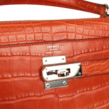 Pre-owned Hermes Kelly Retourne 32 Sanguine Matte Alligator Palladium Hardware - Thumbnail View 7