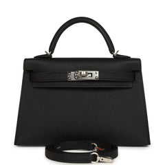 Hermes Kelly Sellier 20 Black Epsom Palladium Hardware
