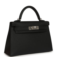 Hermes Kelly Sellier 20 Black Epsom Palladium Hardware