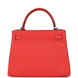 Pre-owned Hermes Kelly Retourne 28 Rose Texas Clemence Gold Hardware - Thumbnail View 4