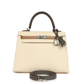 Hermes Kelly Sellier 25 Tri-Color Nata, Chai, Gris Meyer Epsom Palladium Hardware - Thumbnail View 1