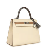Hermes Kelly Sellier 25 Tri-Color Nata, Chai, Gris Meyer Epsom Palladium Hardware - Thumbnail View 2