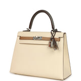 Hermes Kelly Sellier 25 Tri-Color Nata, Chai, Gris Meyer Epsom Palladium Hardware - Thumbnail View 5
