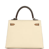 Hermes Kelly Sellier 25 Tri-Color Nata, Chai, Gris Meyer Epsom Palladium Hardware - Thumbnail View 4