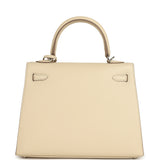 Hermes Kelly Sellier 25 Craie Epsom Palladium Hardware - Thumbnail View 4