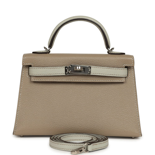 Hermes Special Order (HSS) Kelly Sellier 20 Gris Tourterelle, Gris Perle Chevre Mysore Palladium Hardware