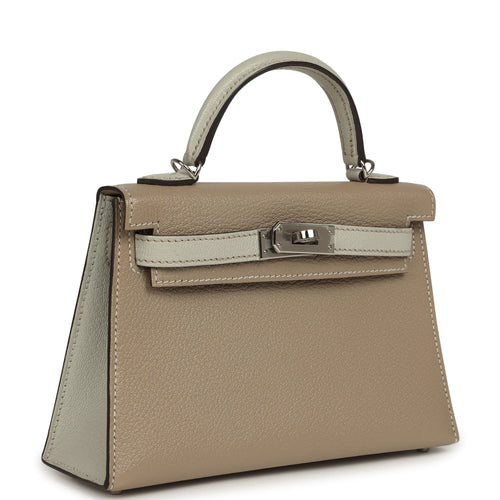 Hermes Special Order (HSS) Kelly Sellier 20 Gris Tourterelle, Gris Perle Chevre Mysore Palladium Hardware