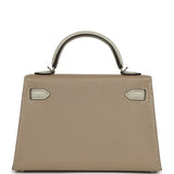 Hermes Special Order (HSS) Kelly Sellier 20 Gris Tourterelle, Gris Perle Chevre Mysore Palladium Hardware - Thumbnail View 4