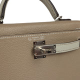 Hermes Special Order (HSS) Kelly Sellier 20 Gris Tourterelle, Gris Perle Chevre Mysore Palladium Hardware - Thumbnail View 7