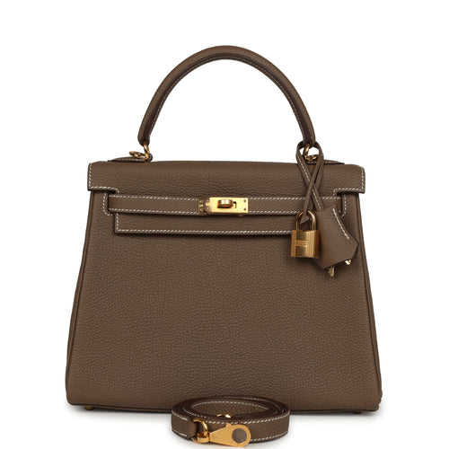 Hermes Kelly Retourne 25 Etoupe Togo Gold Hardware