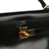 Vintage Hermes Kelly Retourne 40 Black Box Gold Hardware - Thumbnail View 7