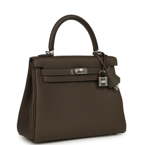 Hermes Kelly Retourne 25 Vert Loden Togo Palladium Hardware