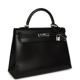 Vintage Hermes Kelly Sellier 32 Black Box Palladium Hardware - Thumbnail View 2