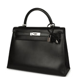 Vintage Hermes Kelly Sellier 32 Black Box Palladium Hardware - Thumbnail View 5