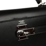 Vintage Hermes Kelly Sellier 32 Black Box Palladium Hardware - Thumbnail View 7