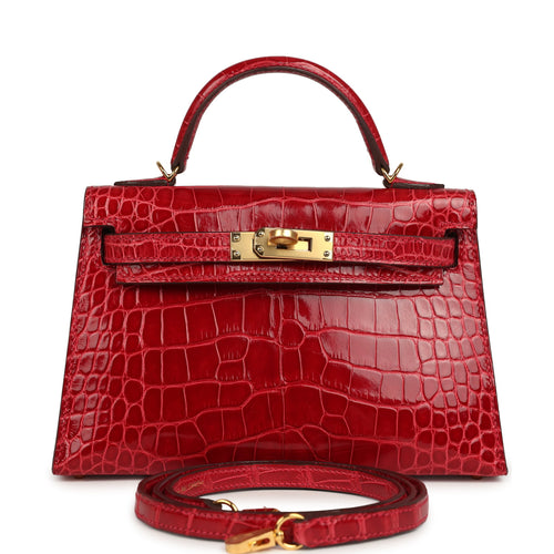 Hermes Kelly Sellier 20 Braise Shiny Alligator Gold Hardware