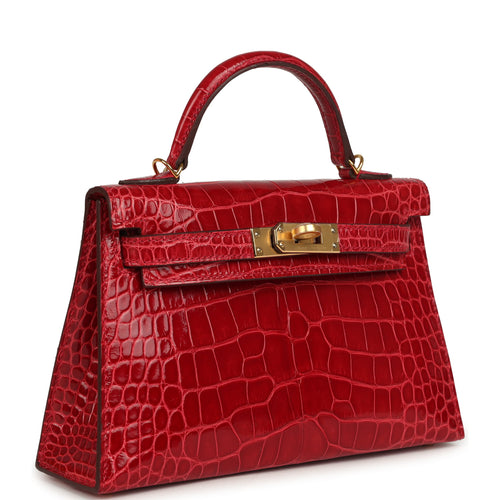 Hermes Kelly Sellier 20 Braise Shiny Alligator Gold Hardware