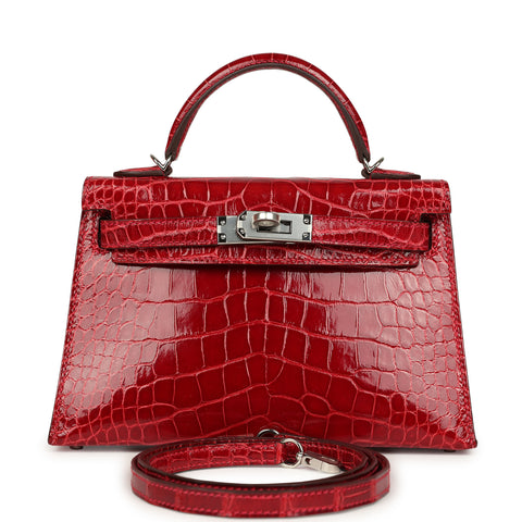 Hermes Kelly Sellier 20 Braise Shiny Alligator Palladium Hardware
