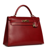 Vintage Hermes Kelly Sellier 32 Rouge Vif Box Gold Hardware - Thumbnail View 2