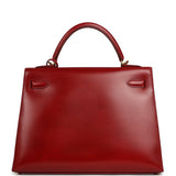 Vintage Hermes Kelly Sellier 32 Rouge Vif Box Gold Hardware - Thumbnail View 4