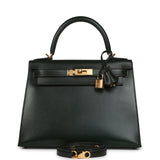 Pre-owned Hermes Kelly Sellier 28 Vert Fonce Box Gold Hardware - Thumbnail View 1