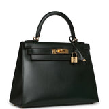 Pre-owned Hermes Kelly Sellier 28 Vert Fonce Box Gold Hardware - Thumbnail View 2