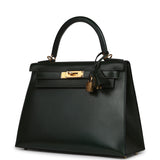 Pre-owned Hermes Kelly Sellier 28 Vert Fonce Box Gold Hardware - Thumbnail View 5
