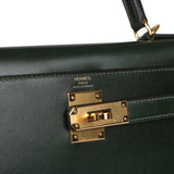 Pre-owned Hermes Kelly Sellier 28 Vert Fonce Box Gold Hardware - Thumbnail View 7