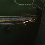 Pre-owned Hermes Kelly Sellier 28 Vert Fonce Box Gold Hardware - Thumbnail View 8